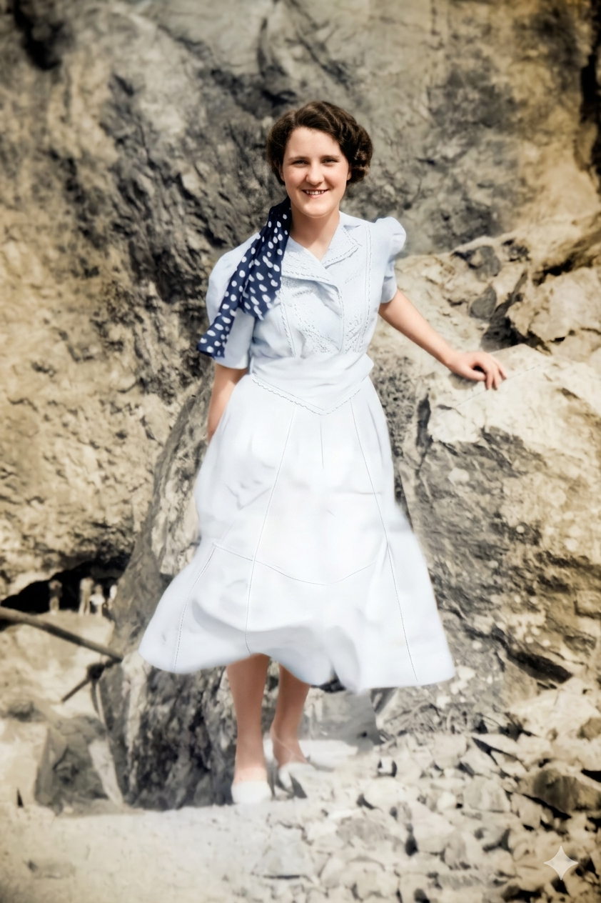 Portrait of Winifred Drummond in colour